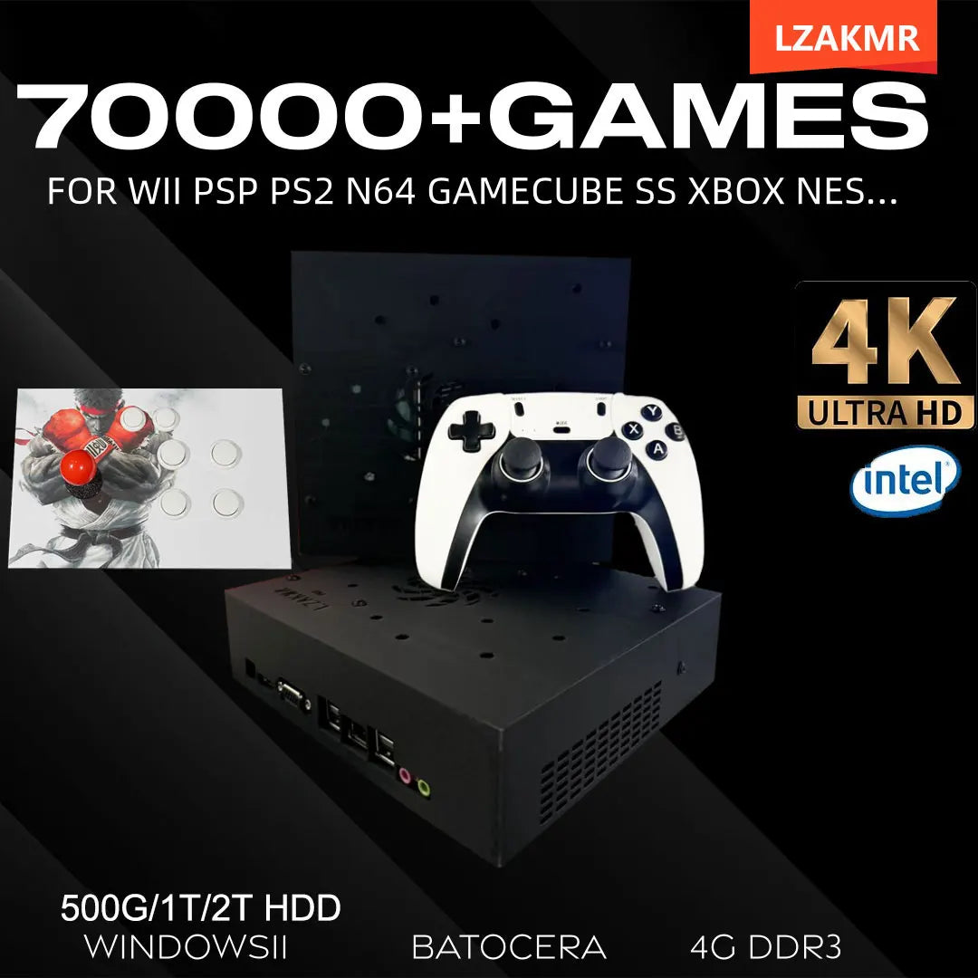Retro Game Console With 70000+ Games, 2TB HDD